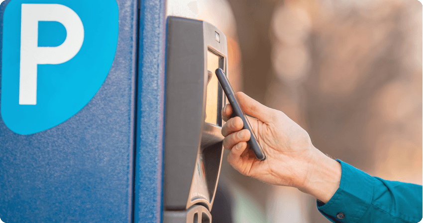 A card tapped on a contactless reader.