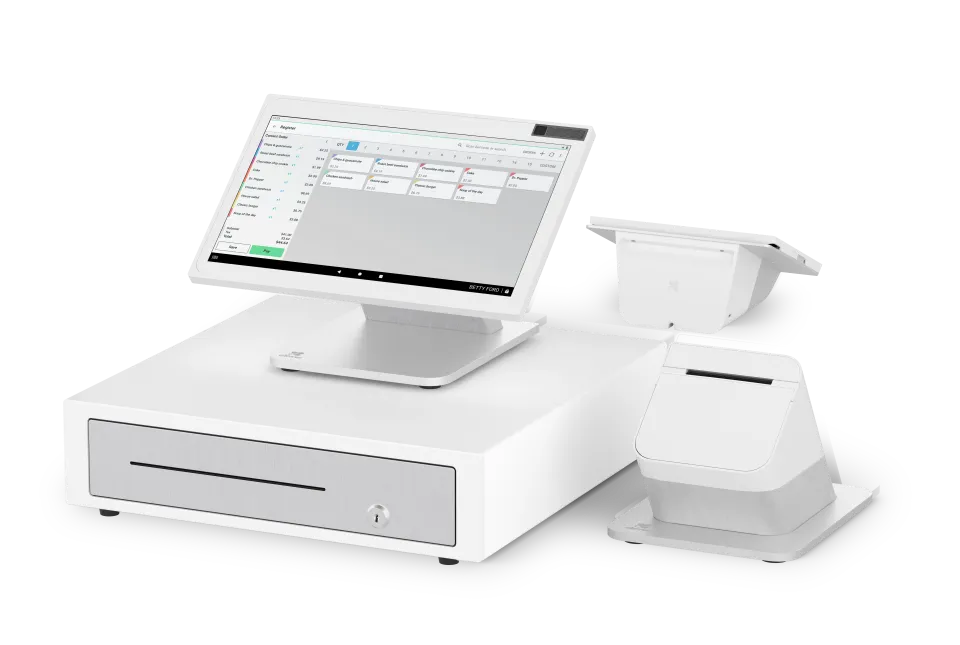 A Clover Station Duo with its customer screen.