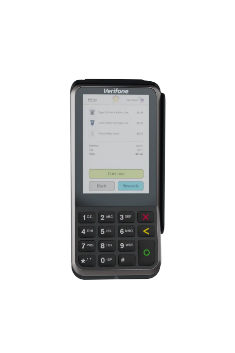 A Verifone V400m payment terminal.