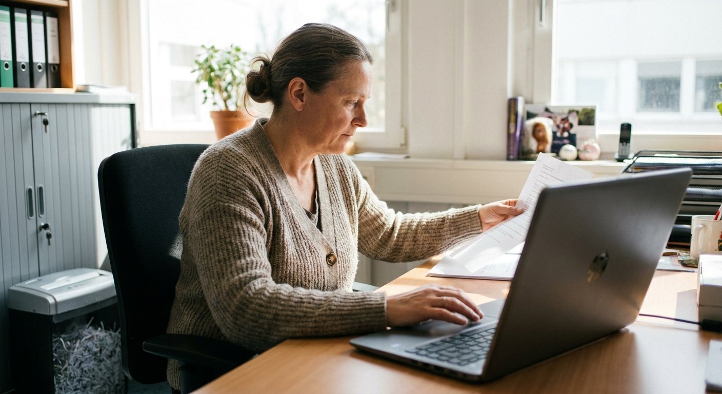A volunteer taking a donation on a terminal that keeps donor details protected.