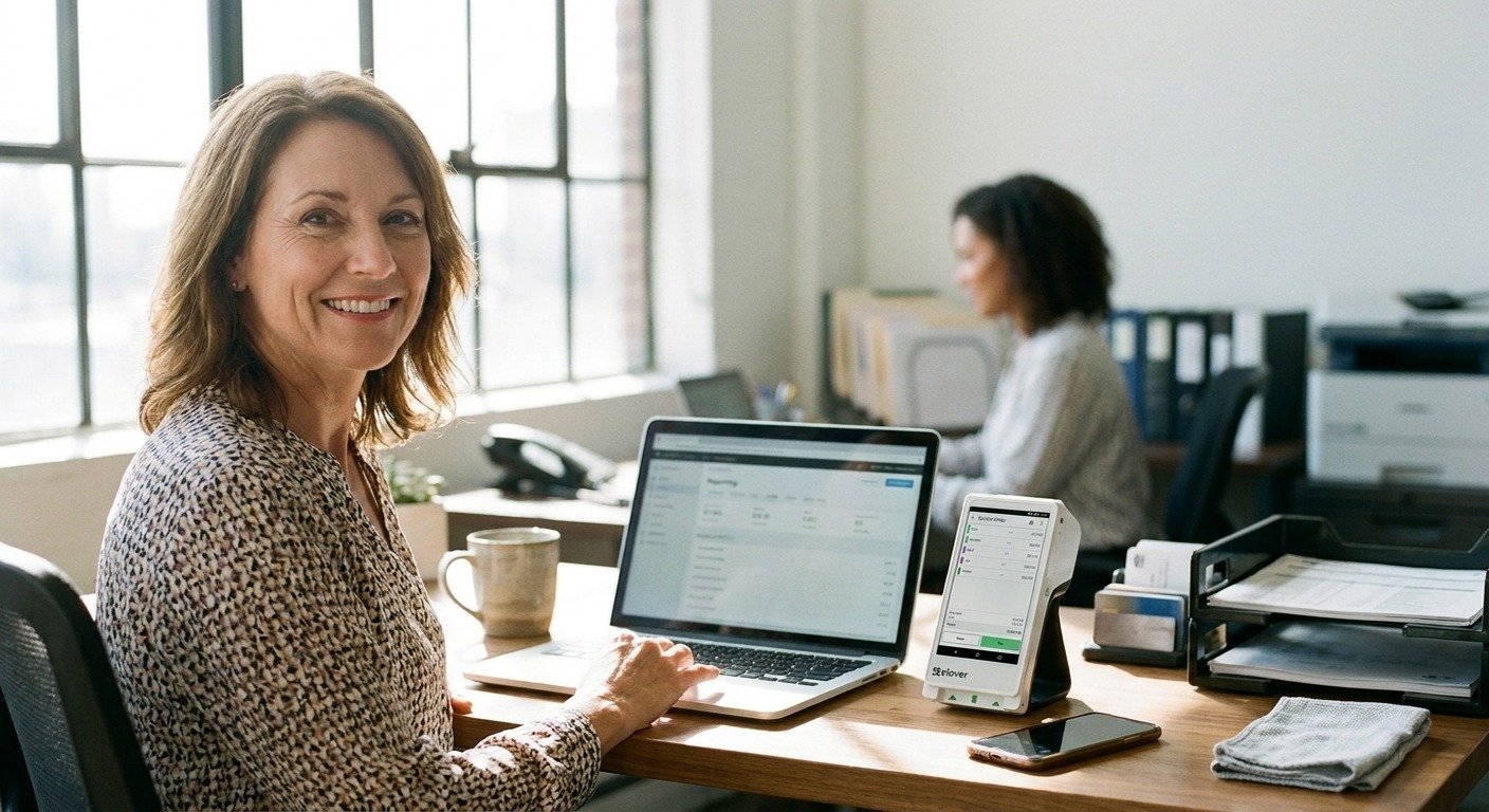 An office manager at her desk.